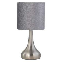 Romana - Brushed Chrome Touch Operated Table Lamp with Glitter Shade Chrome Grey Medium 1