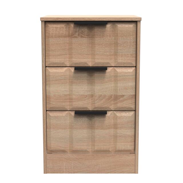 Seattle 3 Drawer Bedside Cabinet in Bardolino Oak (Ready Assembled) Brown Bardolino Oak