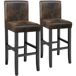 Bar Stools with a padded backrest and faux leather cover Brown antique brown 41 x 40 x 107 cm 2