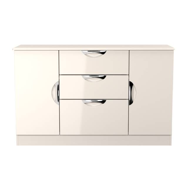 Holborn 2 Door 3 Drawer Sideboard in Kashmir Gloss & Kashmir (Ready Assembled) Cream Kashmir Gloss & Kashmir