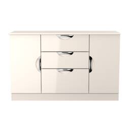 Holborn 2 Door 3 Drawer Sideboard in Kashmir Gloss & Kashmir (Ready Assembled) Cream Kashmir Gloss & Kashmir