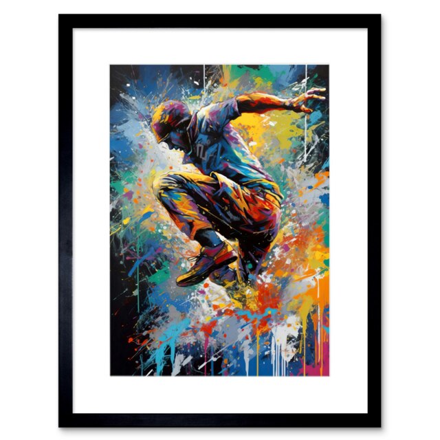 "Parkour Portrait Jump Action Shot 9x7"" Black Framed Wall Art Print"