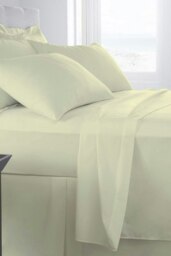 "Egyptian Cotton Deep Fitted Sheet - 400 Thread Count - 16"" Deep - Cream - Single"