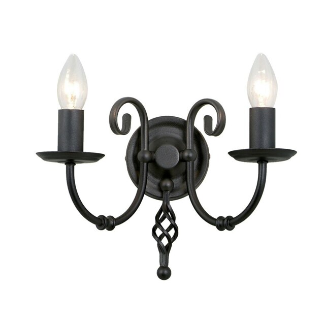 Artisan 2 Light Indoor Candle Wall Light Black, E14