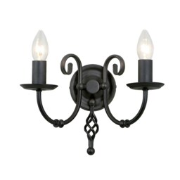 Artisan 2 Light Indoor Candle Wall Light Black, E14