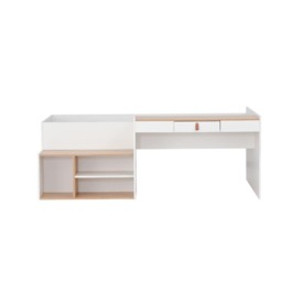 Saku Midsleeper Kids Bed with Desk, Storage Stairs & Shelves White