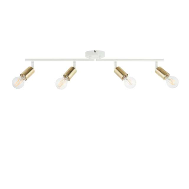 Journey - Matt White & Gold 4 Way Adjustable Ceiling Spotlight