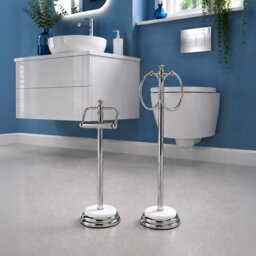 Showerdrape Opera 2 Piece Bathroom Accessory Set Toilet Roll Holder & Towel Ring Multi 1
