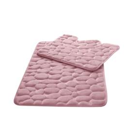 Memory Foam Pebbles Bath Mat Set Pink 0866