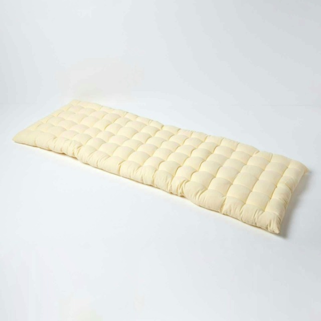 Homescapes Garden Bench Cushion Luxury 3 Seater Cotton Indoor Outdoor Seat Pad Cream 143 x 48 cm 1