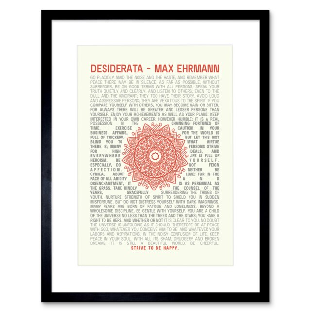 "Poem Desiderata Ehrmann Mandala Gift Her Him 9x7"" Black Framed Wall Art Print"
