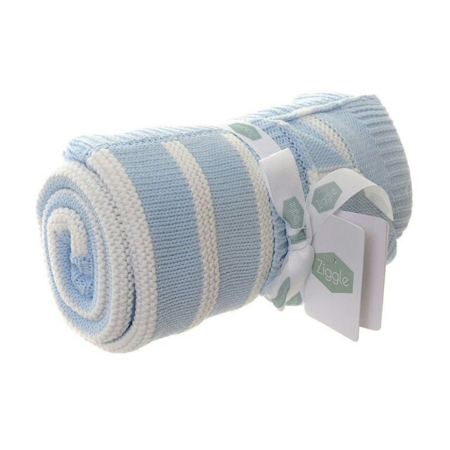 Ziggle Blue and White Stripes Baby Blanket