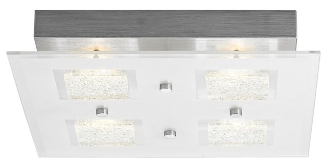 Modern Chrome Square LED Bathroom Light with Clear/Frosted Glass Plate Silver Satin Nickel 1