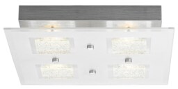 Modern Chrome Square LED Bathroom Light with Clear/Frosted Glass Plate Silver Satin Nickel 1