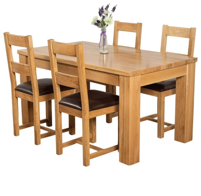 Dakota 152 x 87cm Medium Oak Dining Table and 4 Lincoln Chairs Brown Brown