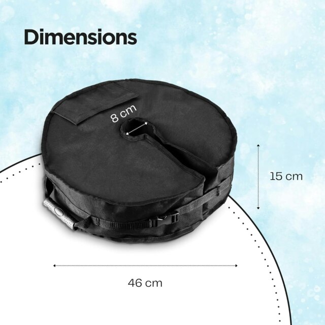 Straame Heavy Parasol Base – 46CM Sand-Filled, Weatherproof Stand for Beach, Patio & Garden Umbrella Black