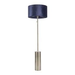 ValueLights Lexy Antique Brass Dimmable Floor Lamp Navy Velvet Shade Blue