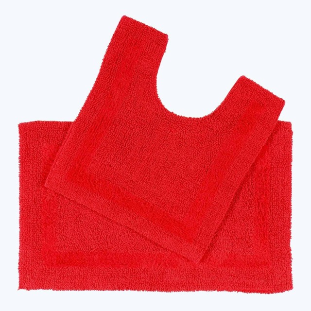 Homescapes Luxury Reversible Cotton Bath Mat Set Red