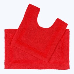 Homescapes Luxury Reversible Cotton Bath Mat Set Red