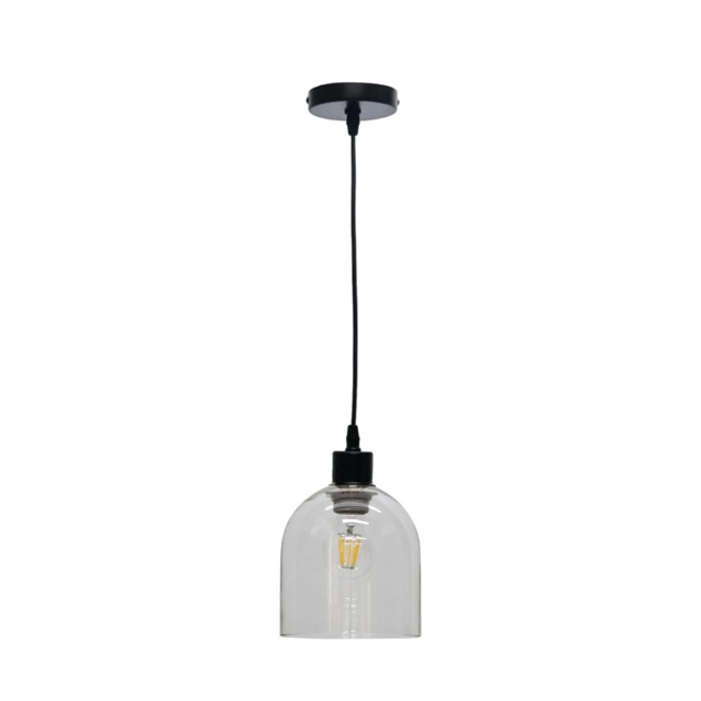 Belten - Clear Glass Cloche with Black Pendant Fitting Clear Clear 1
