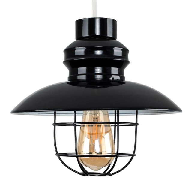 ValueLights Penglai Black Ceiling Pendant Light Shade and Bulb