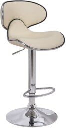 Carcaso Faux Leather Bar Stool, Adjustable Swivel, Chrome Base Cream