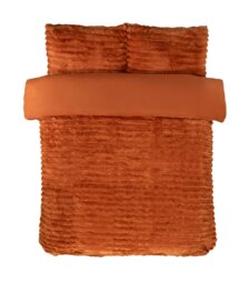 Chunky Ribbed Fur Polyester Duvet Cover Set with Pillowcase Orange Single 1