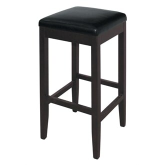 Mila Black Stool - Faux Leather Wood Black