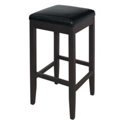 Mila Black Stool - Faux Leather Wood Black