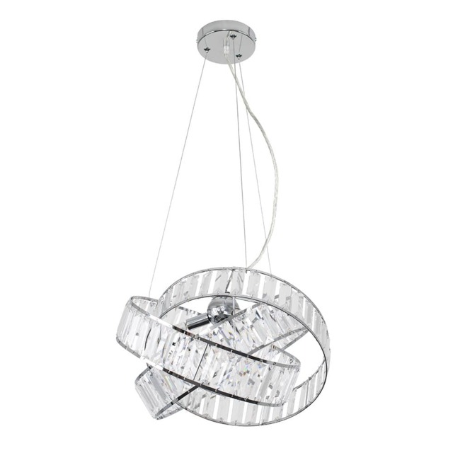 ValueLights Hudson 3 Way Chrome and Clear Acrylic Jewel Ring Pendant Ceiling Light