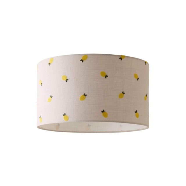 ValueLights Brae White Fabric Lemon Embroidered Medium Shade
