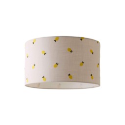 ValueLights Brae White Fabric Lemon Embroidered Medium Shade