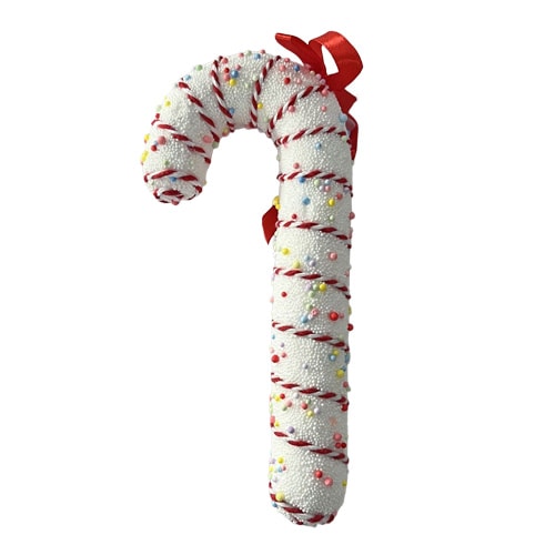 White Candy Cane with Red Ribbon Hanging Christmas Decoration 17cm