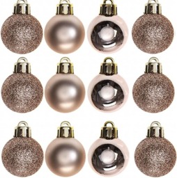 30mm/24Pcs Christmas Baubles Shatterproof Rose Gold,Tree Decorations