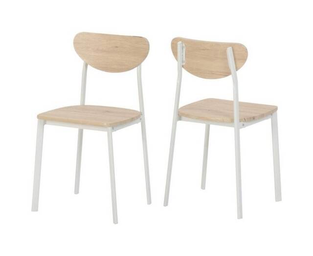 Riley Chair (Box of 2) - L42 x W42.5 x H79 cm - White - Light Oak Effect Veneer White