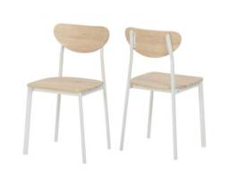 Riley Chair (Box of 2) - L42 x W42.5 x H79 cm - White - Light Oak Effect Veneer White