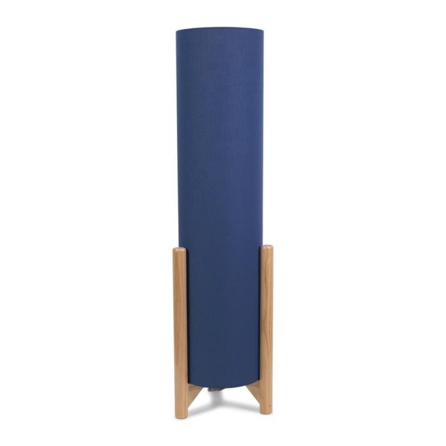 ValueLights Henry Wooden Base Midi Floor Lamp Tall Navy Shade