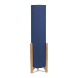 ValueLights Henry Wooden Base Midi Floor Lamp Tall Navy Shade