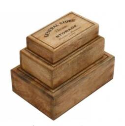 Set of 3 Vintage General Store Mango Wood Decorative Storage Boxes