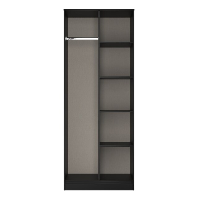 Metro Tall Open Wardrobe in Deep Black & Black Matt (Ready Assembled) Black Deep Black & Black Matt