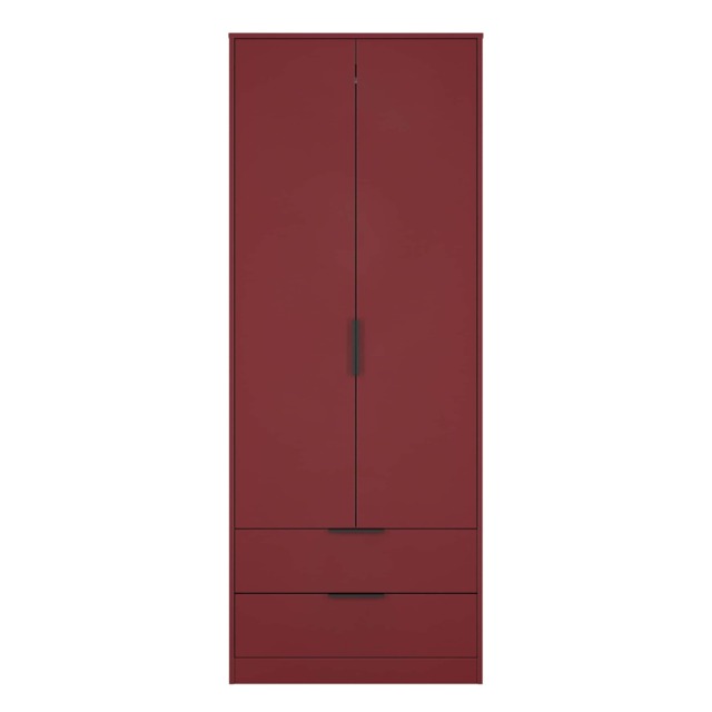 Beijing Tall 2 Drawer Double Wardrobe in Red Matt (Ready Assembled) Red Red Matt