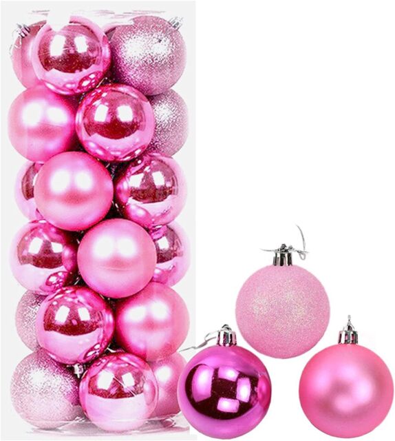 50mm/9Pcs Christmas Baubles Shatterproof Pink,Tree Decorations
