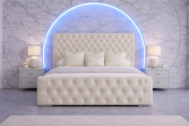 The Luxury Duke 5FT Kingsize Bed Frame in Cream Plush