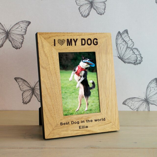 Personalised I Love My Dog Wood Picture Frame 6x4 Friend Gift