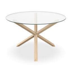 Malvern Round Dining Table 4-6 Seater w Solid Oak Legs Brown Oak