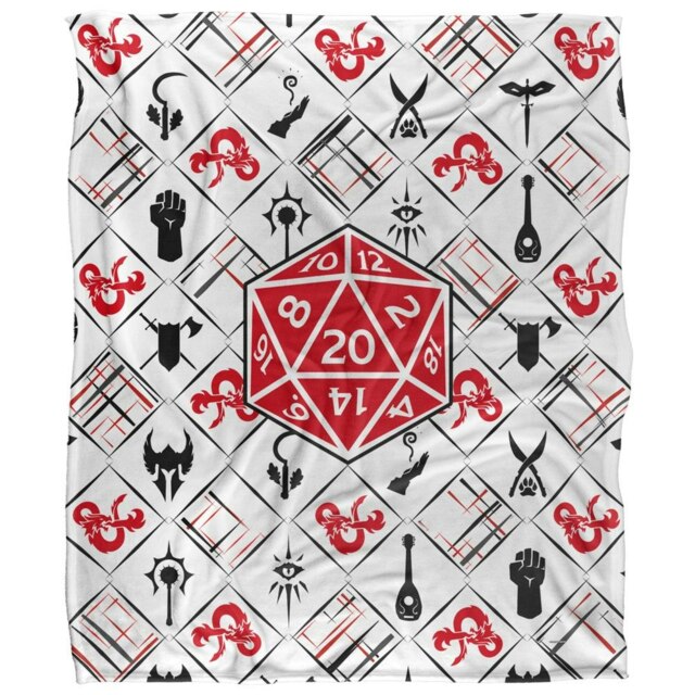 Dungeons & Dragons D20 Blanket - White - One Size