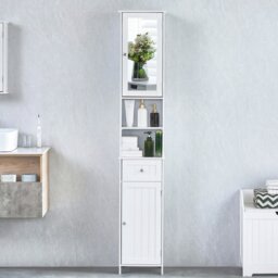 Bath Vida Priano 2 Door Tall Bathroom Cabinet With Mirror, White