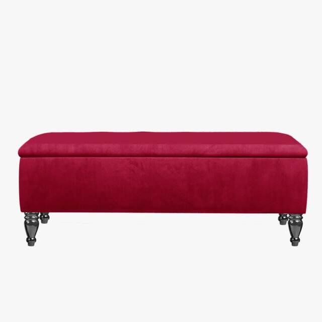 Lisbon Plain 120cm Ottoman Storage Bench - Plush Velvet Shoe Bench - Red Upholstery Footstool with Storage