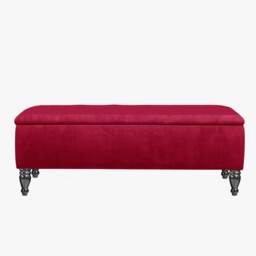 Lisbon Plain 120cm Ottoman Storage Bench - Plush Velvet Shoe Bench - Red Upholstery Footstool with Storage