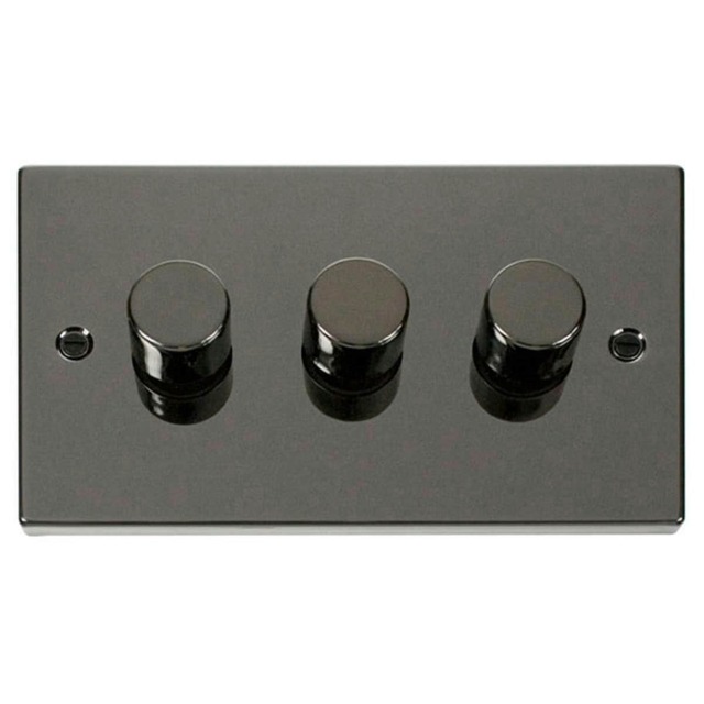 SE HOME Black Nickel 3 Gang 2 Way LED 100W Trailing Edge Dimmer Light Switch Black Black Nickel